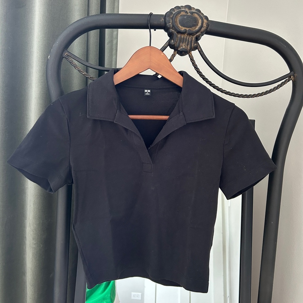 Uniqlo Cotton Cropped Polo Top